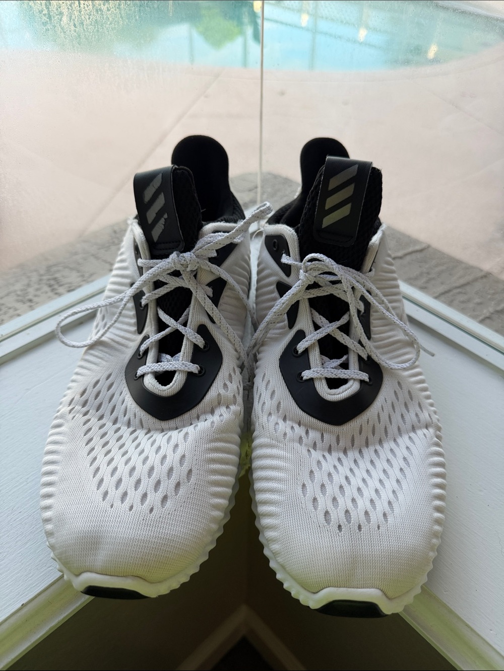adidas Men’s Alphabounce White and Black Athletic Sneakers - Picture 4 of 13